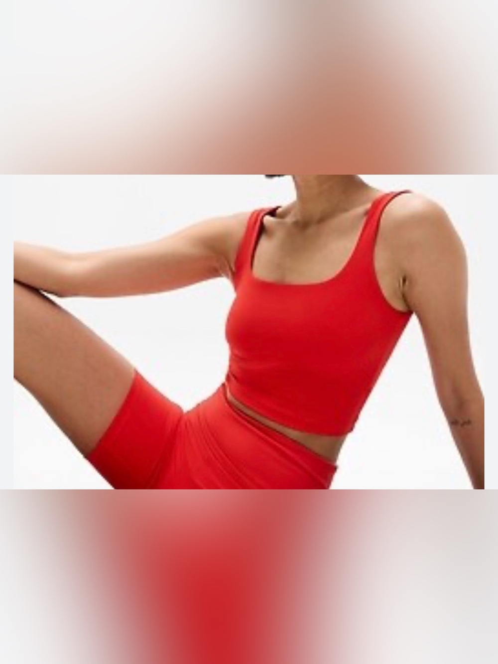 Transcend Square Neck Crop Sports Bra A-C - Color: Cardinal, Size Medium